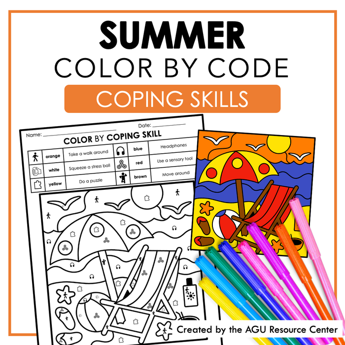 Summer Color by Code | Coping Skills Activity