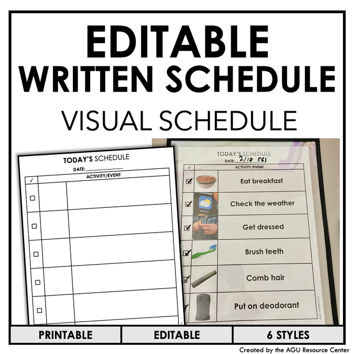Written Visual Schedule | EDITABLE