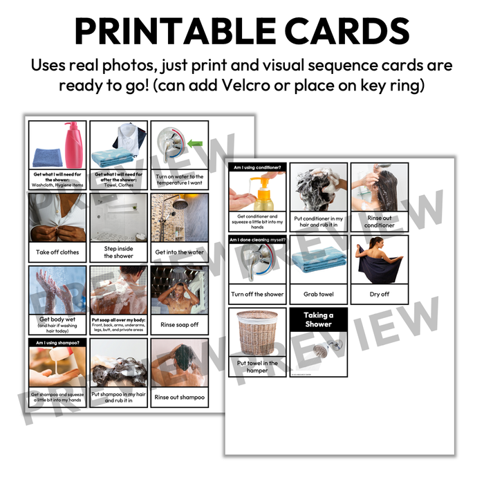 Showering Visual Sequence Cards