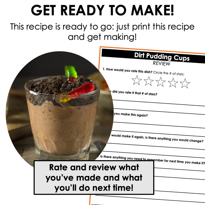 Dirt Pudding Cups Visual Recipe | Halloween Activities