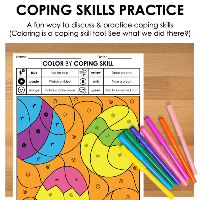 Easter Color by Code | Coping Skills Activity