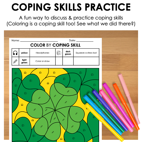 St. Patrick's Day Color by Code | Coping Skills Activity