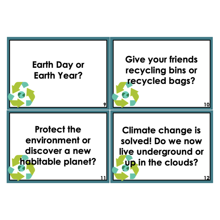 Earth Day WOULD YOU RATHER | Icebreakers | Social Task Cards | Printable
