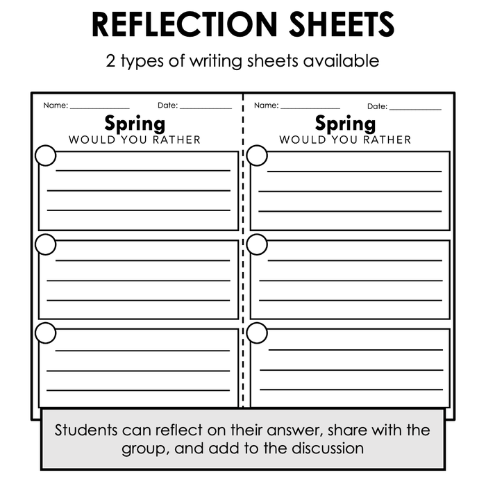 Spring WOULD YOU RATHER | Icebreakers | Social Task Cards | Printable