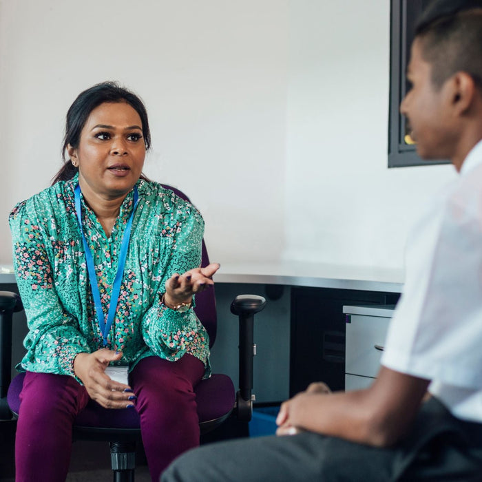 Teaching talking with student and their family member
