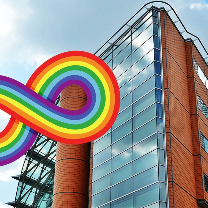 Building with an autism acceptance logo