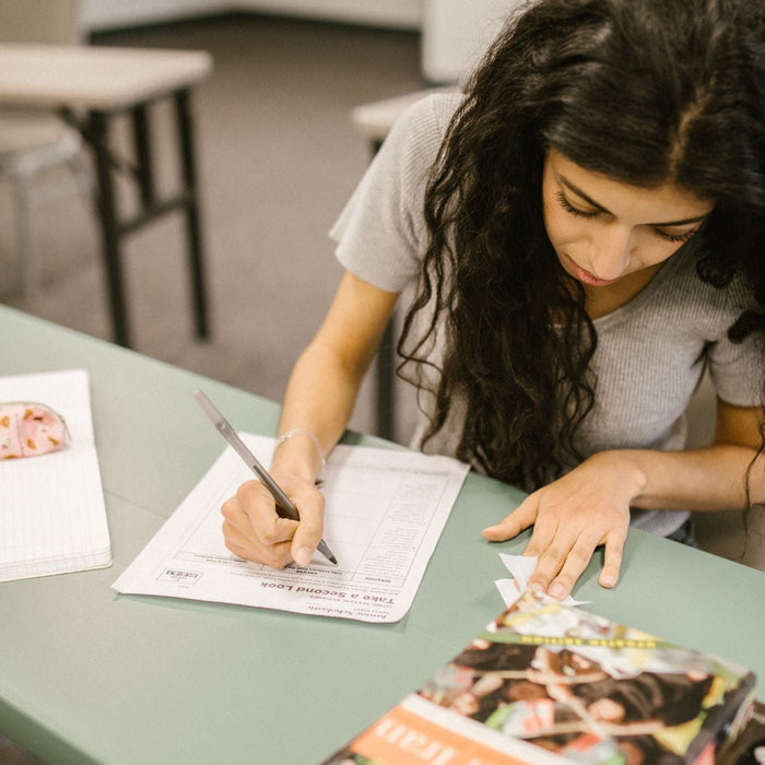 Student completing an assessment