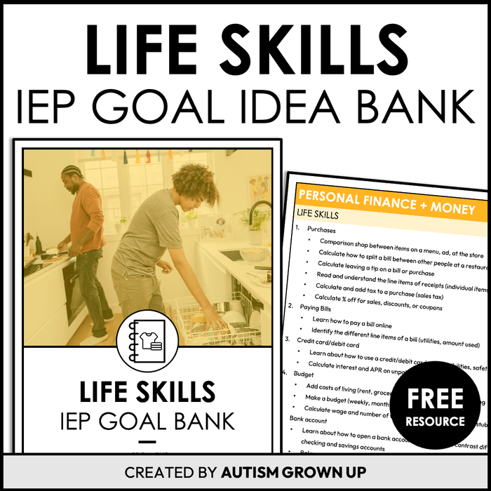 Life Skills IEP Goal Ideas Booklet
