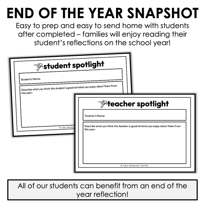 End of Year Reflection Bundle | End of Year Activities | Special Education