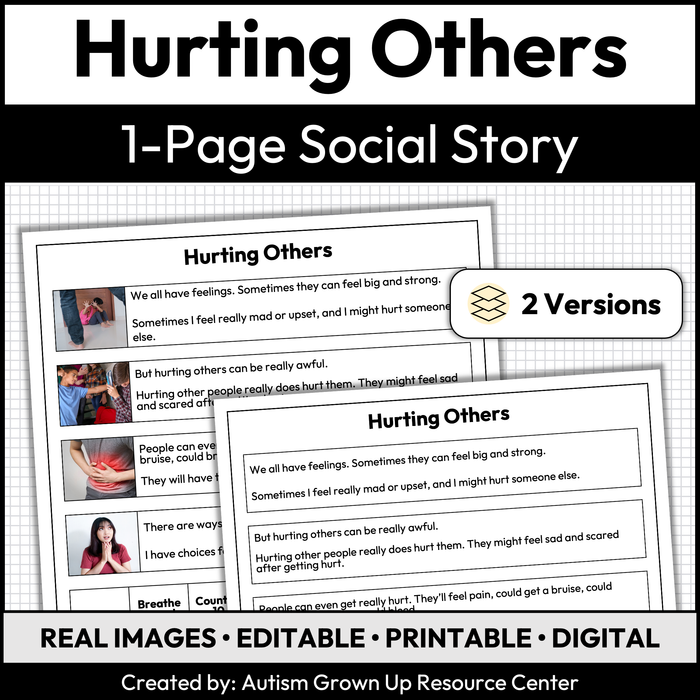 Hurting Others | 1-Page Social Story | Behavior Support (Copy)