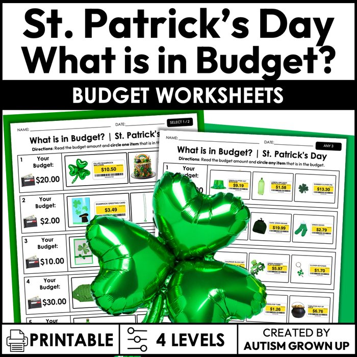 St. Patrick's Day Budget | Life Skills Worksheets for Special Education