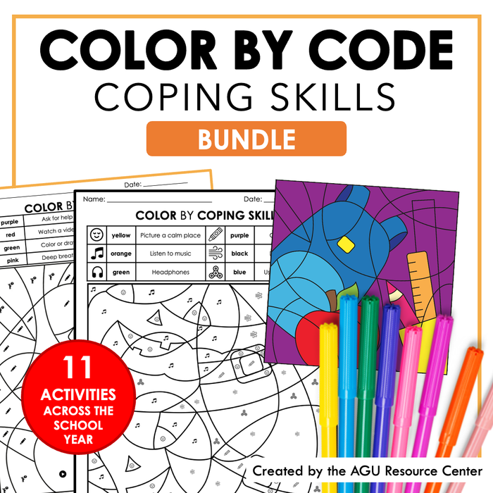 Color By Code Year-Round BUNDLE | Coping Skills Activities
