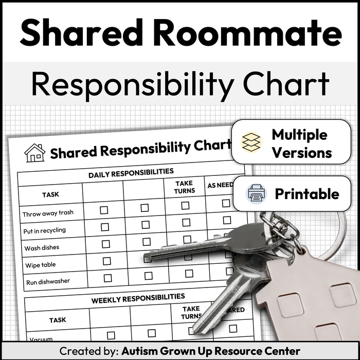 Shared Roommate Responsibility Chart | Printable