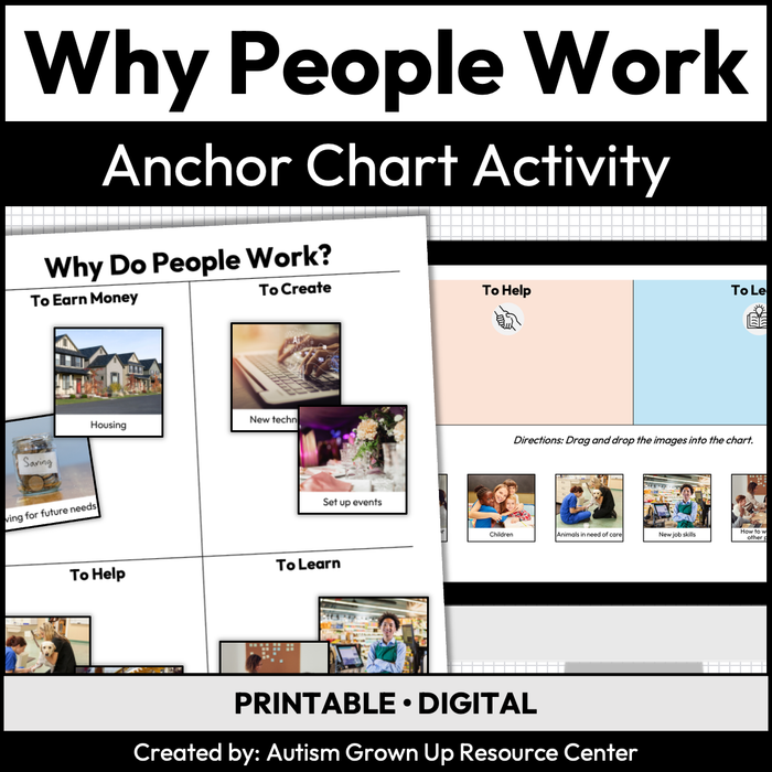 Why Do People Work? | Printable + Digital | Graphic Organizer + Anchor Chart