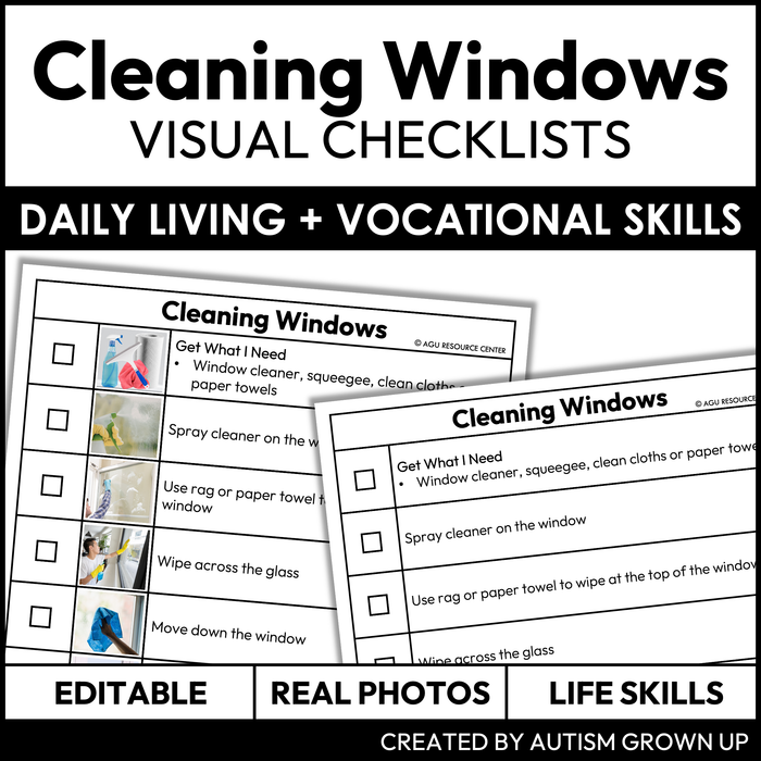 Cleaning Windows Checklists | Vocational + Life Skills | Editable
