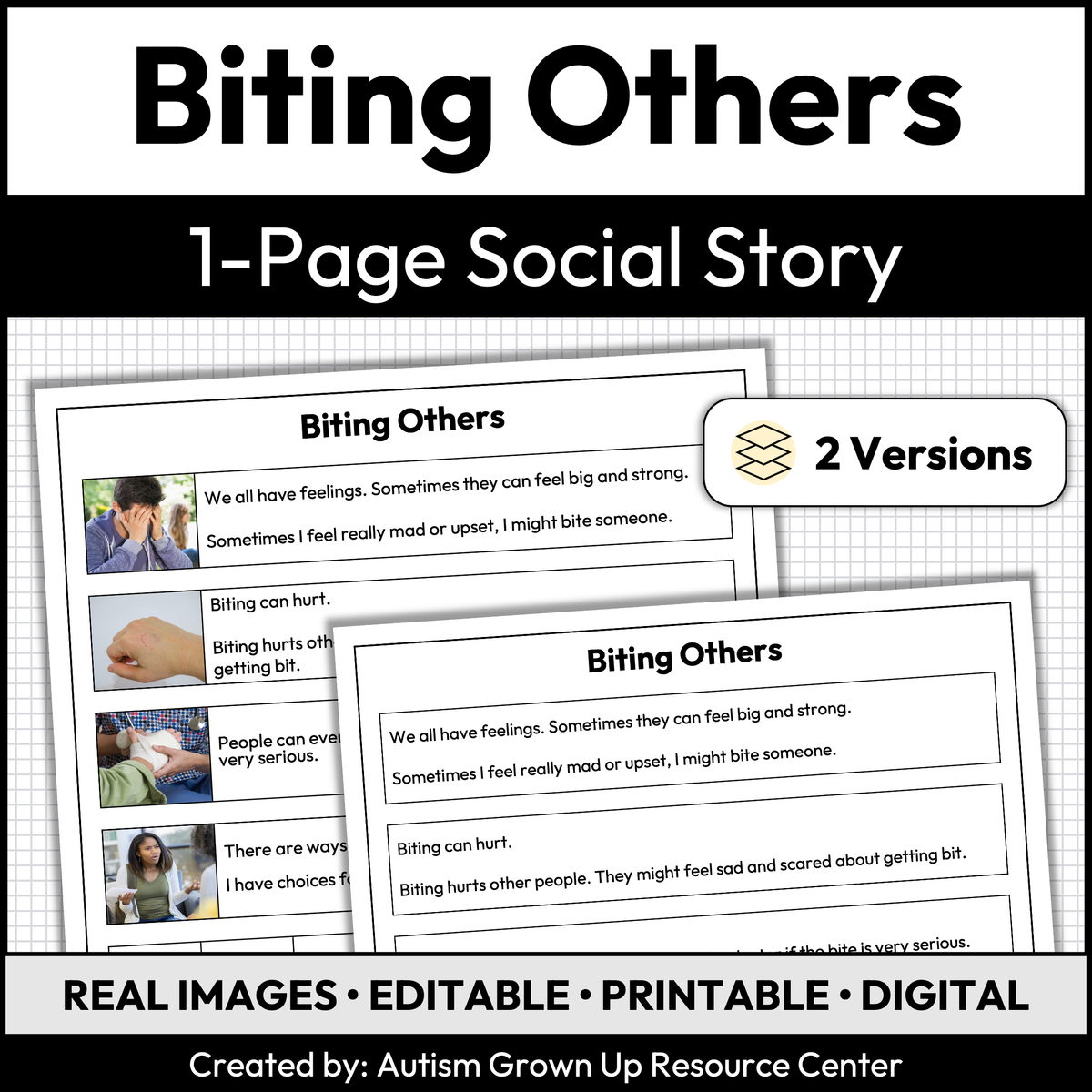 Biting Others | 1-Page Social Story | Behavior Support — Autism Grown Up