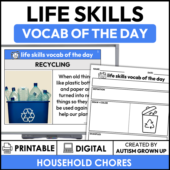 Life Skills Vocab of the Day - Household Chores