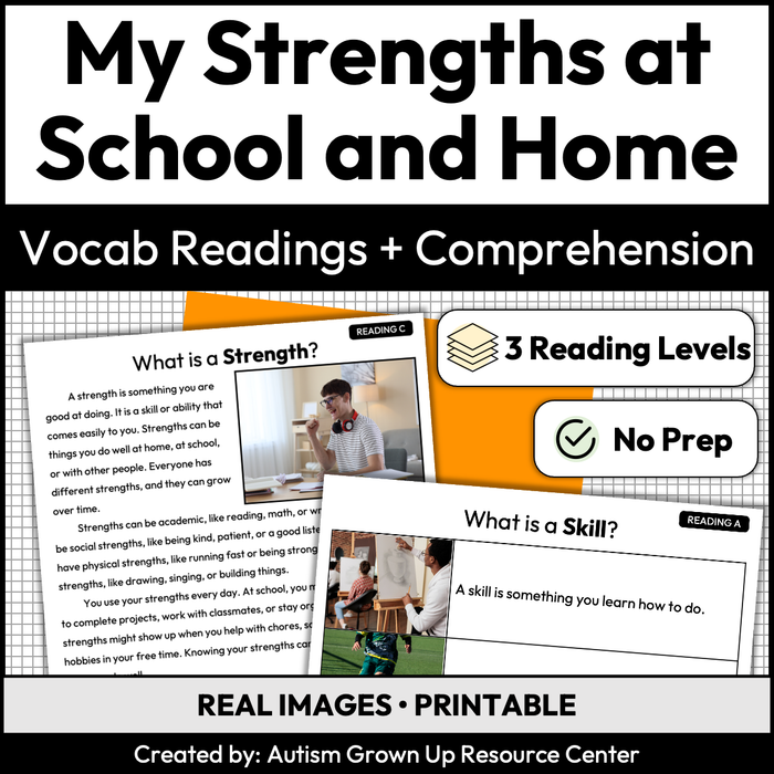 My Strengths at  School and Home | Career Exploration Vocabulary Readings