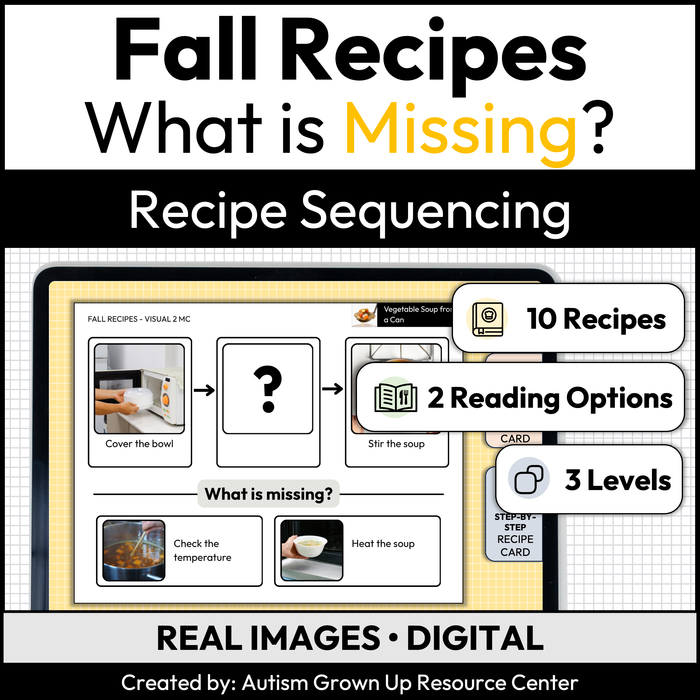 Fall Recipe Sequencing | What is Missing | Digital Cards