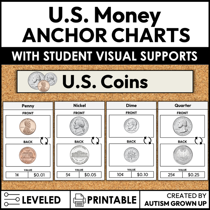 U.S. Money Anchor Charts + Visuals | Coins and Bills