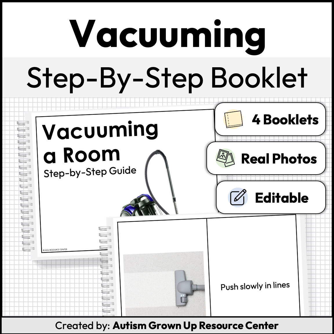 Vacuuming Step-By-Step Booklet | Life Skills | Editable — Autism Grown Up