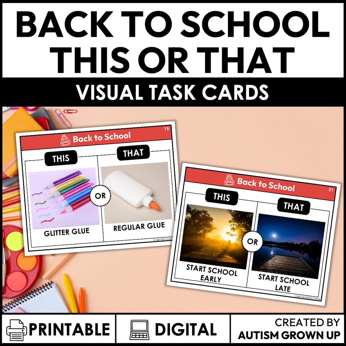 Back to School This or That - Visual Cards — Autism Grown Up
