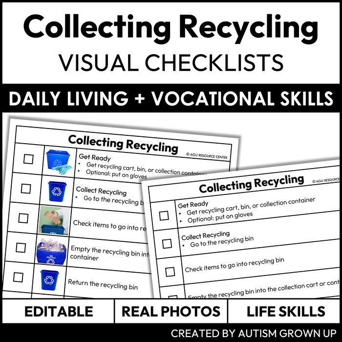 Collecting Recycling Checklists | Vocational + Life Skills | Editable