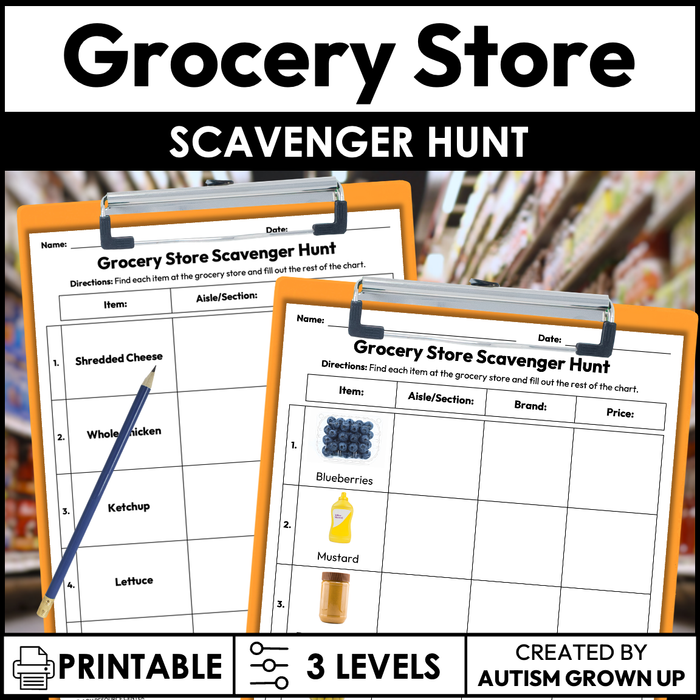 Grocery Store Scavenger Hunt | Community Based Instruction