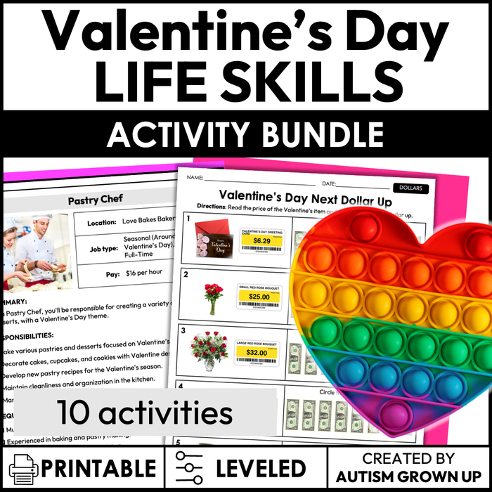 Valentine's Day Life Skills Activities for Special Education Bundle