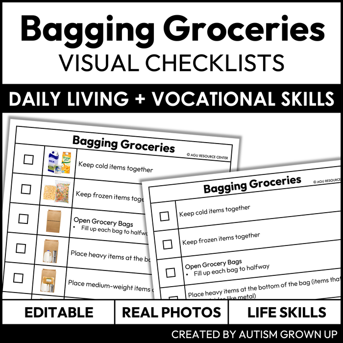 Bagging Groceries Checklists | Vocational + Life Skills | Editable