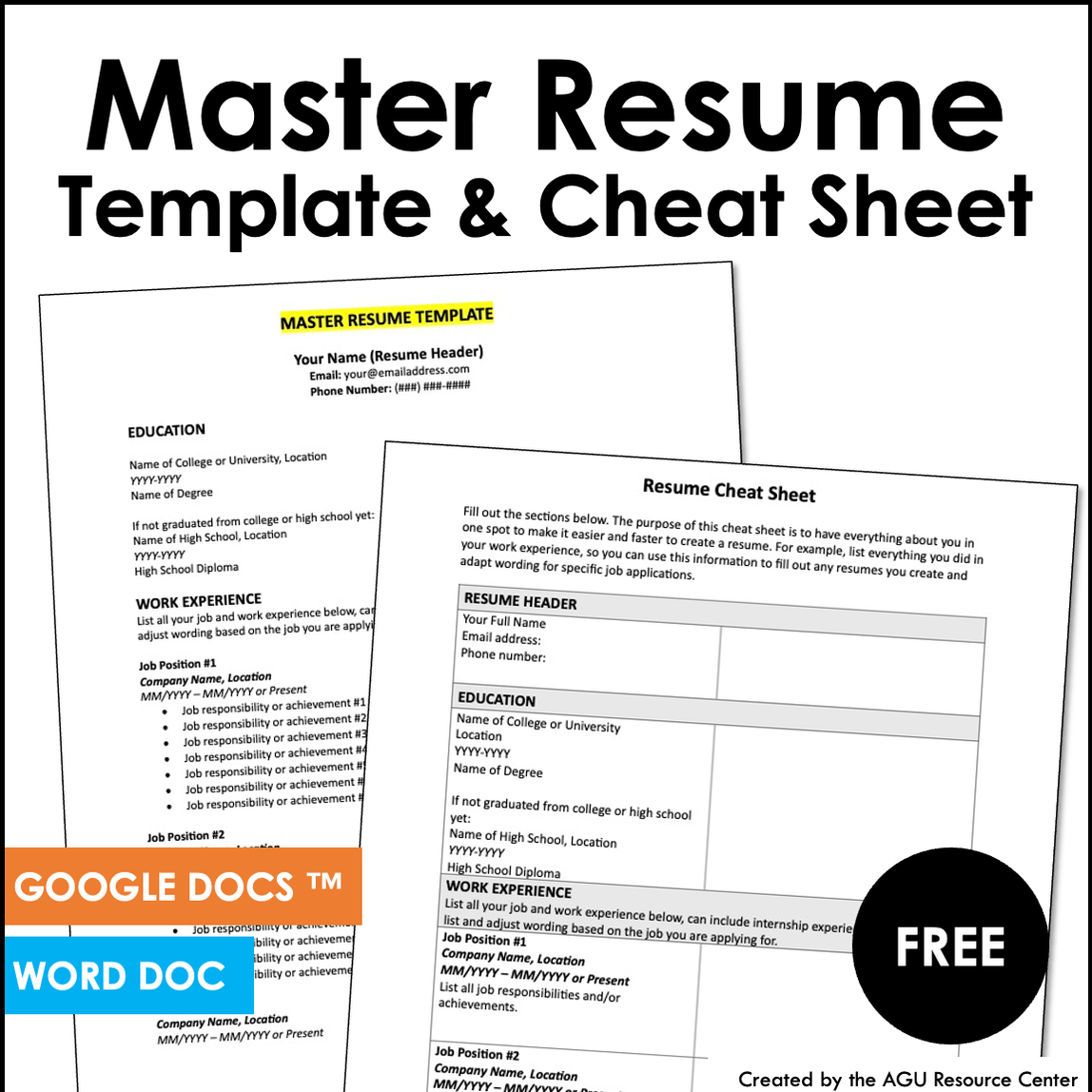Master Resume Template | Editable in Google Docs and Word Doc — Autism ...