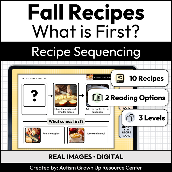 Fall Recipe Sequencing | What is First | Digital Cards