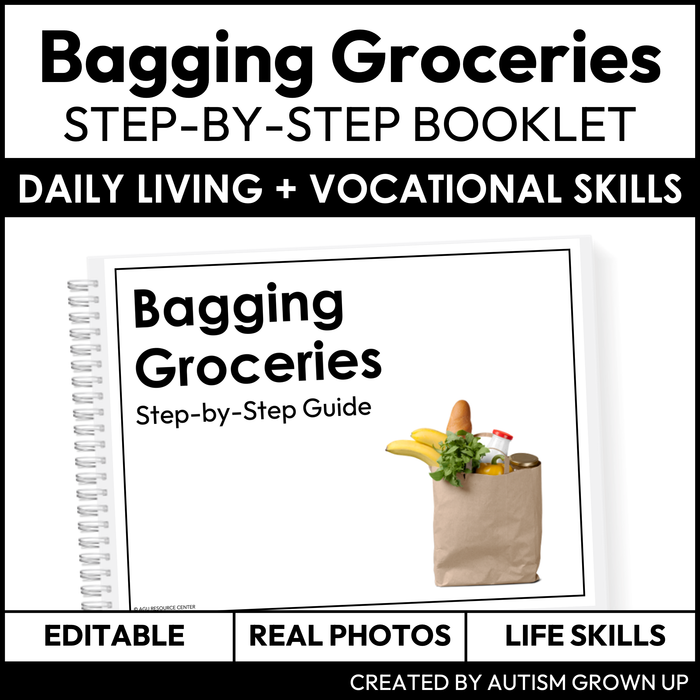 Bagging Groceries Step-By-Step Booklet | Vocational + Life Skills | Editable