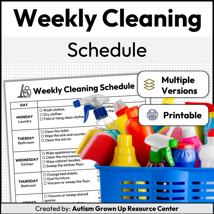 Weekly Cleaning Schedule | Printable
