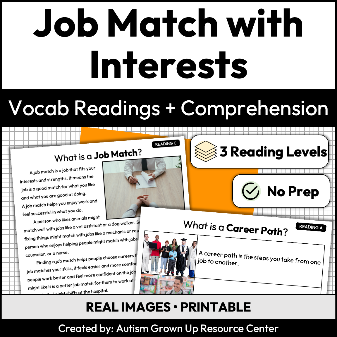 Job Match with Interests | Career Exploration Vocabulary Readings ...