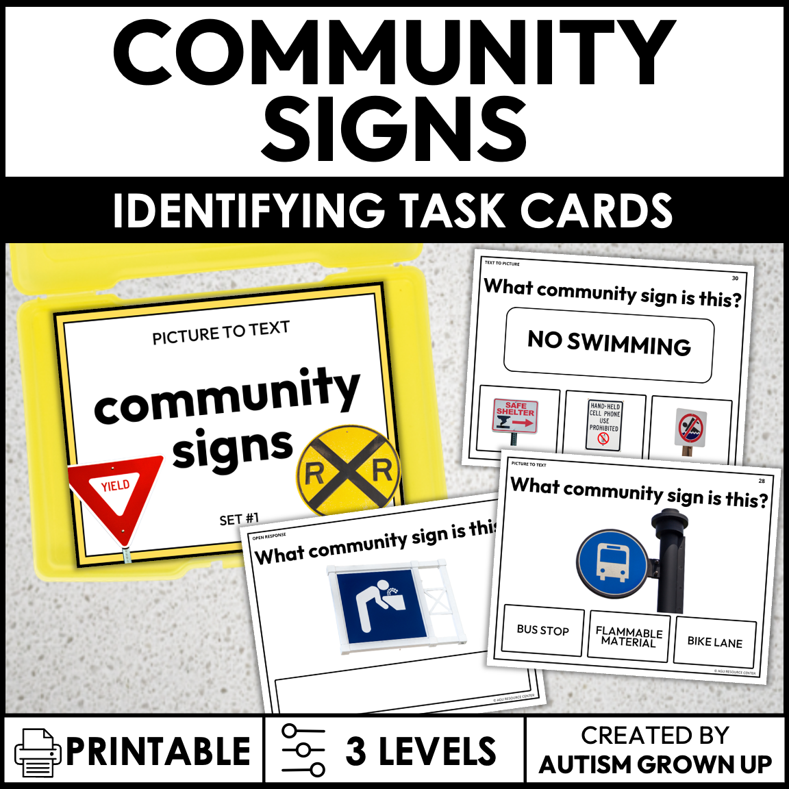 Community Signs | Identifying Task Cards | Special Education — Autism ...