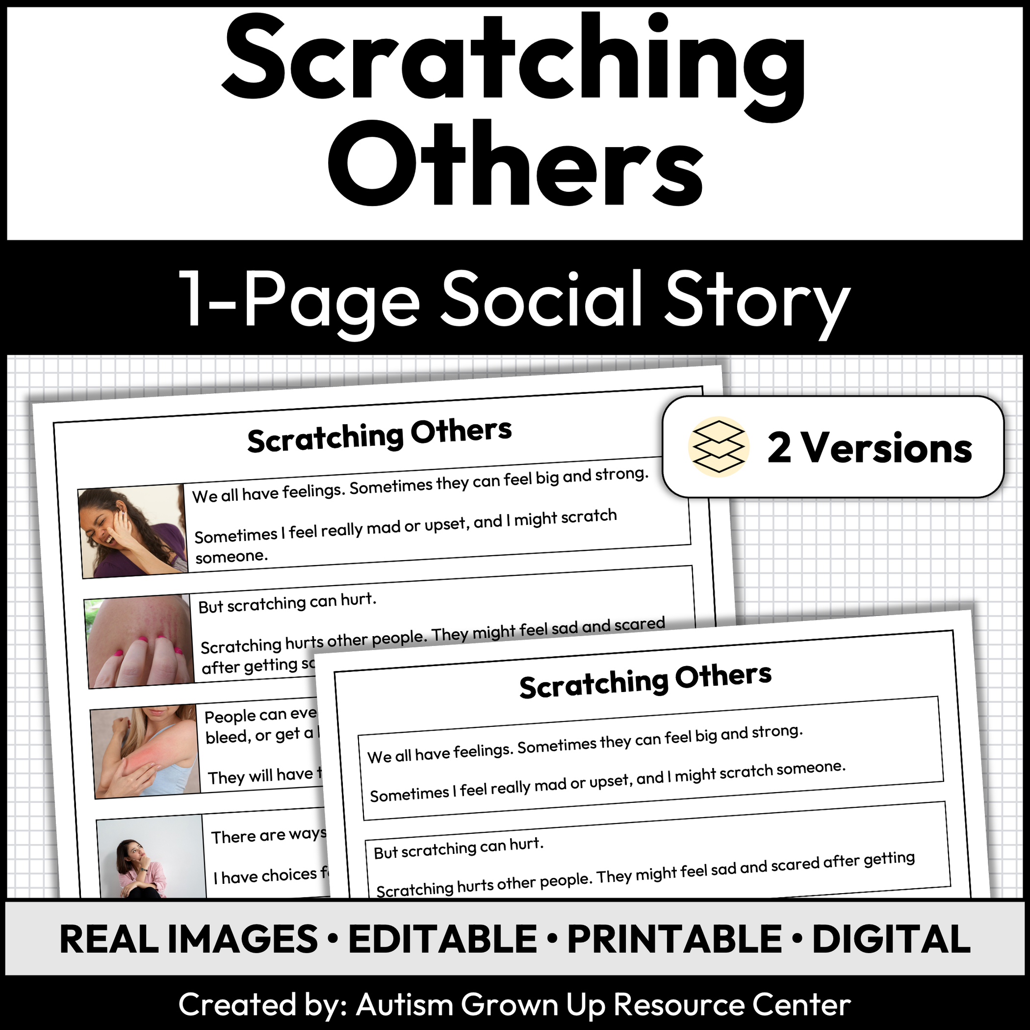 Scratching Others | 1-Page Social Story | Behavior Support — Autism ...