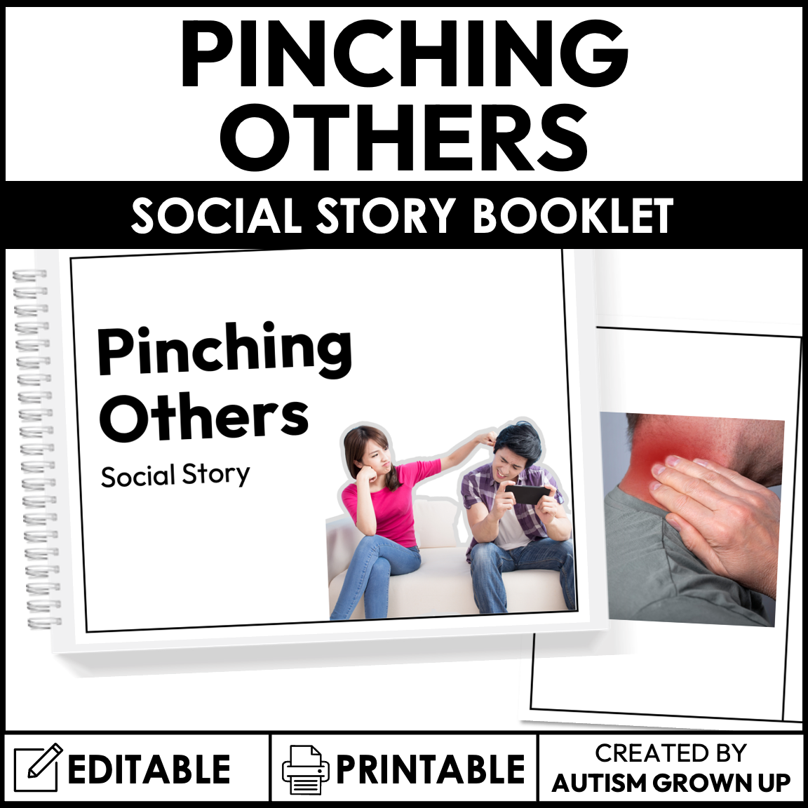 No Pinching - Social Story  Social stories, Speech therapy