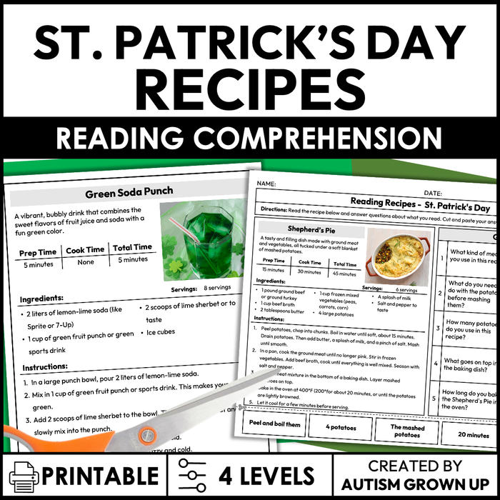 St. Patrick's Day Recipes | Life Skills Worksheets for Special Education