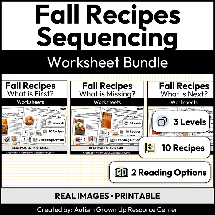Fall Recipe Sequencing | Worksheet Bundle