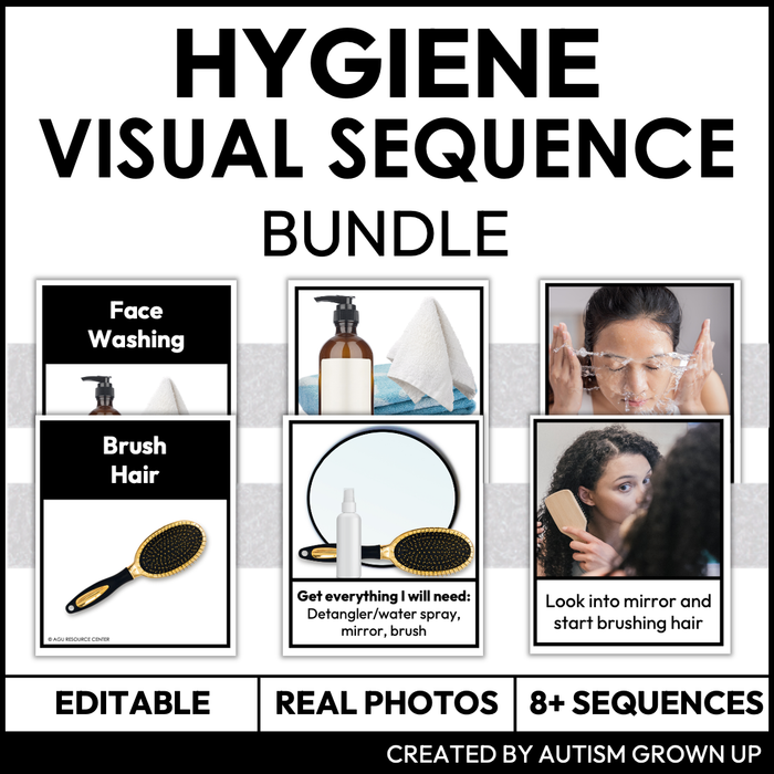 Hygiene Visual Sequence Card Bundle | Life Skills Visuals | Editable