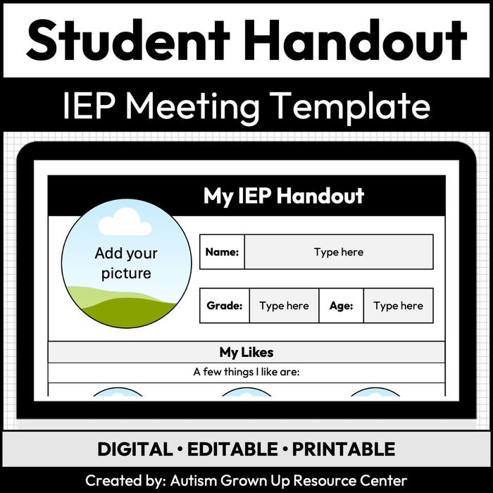 Student IEP Handout | Editable Template