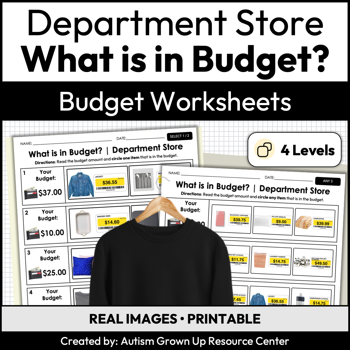 Department Worksheet Department Store Budget | Life Skills Worksheets for Special Education ...
