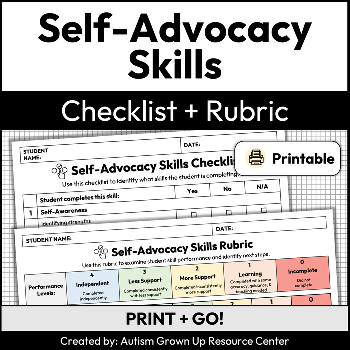 Self-Advocacy Skills Checklist + Rubric | Printable