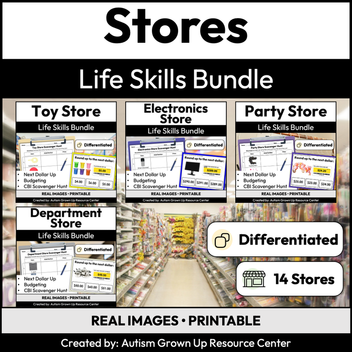 Store Life Skills Activities for Special Education Bundle