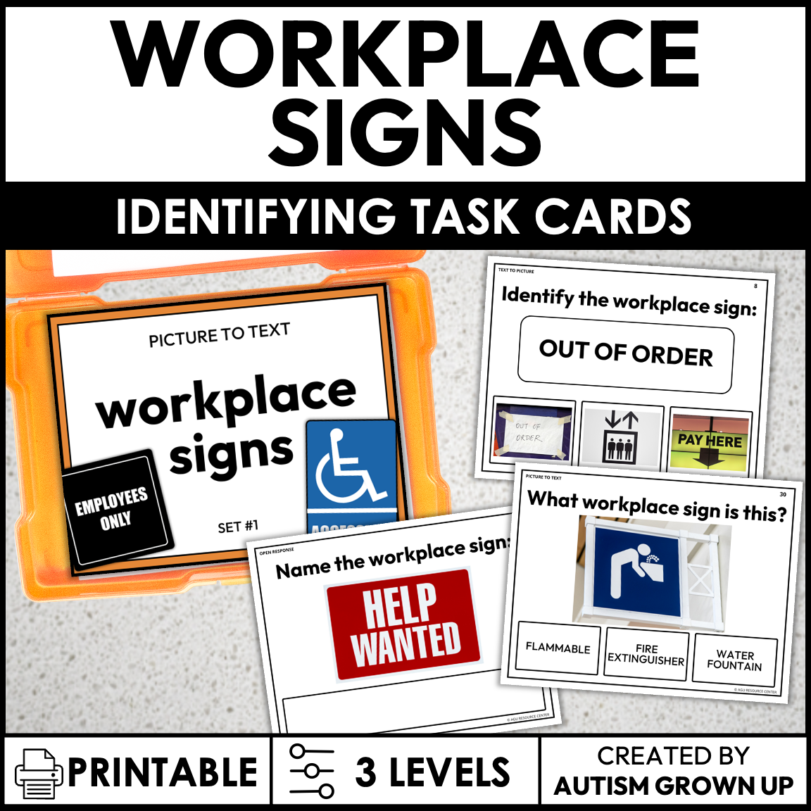 Workplace Signs | Identifying Task Cards | Special Education — Autism ...