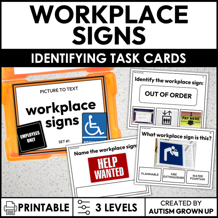 Workplace Signs | Identifying Task Cards | Special Education