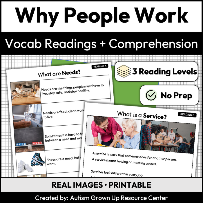 Why People Work | Career Exploration Vocabulary Readings