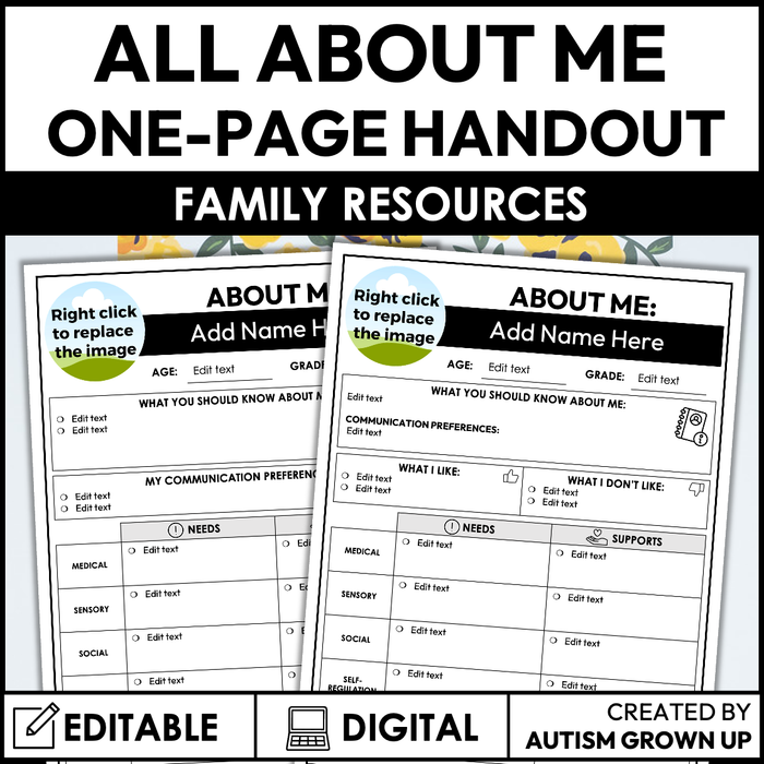All About Me One-Page Handout