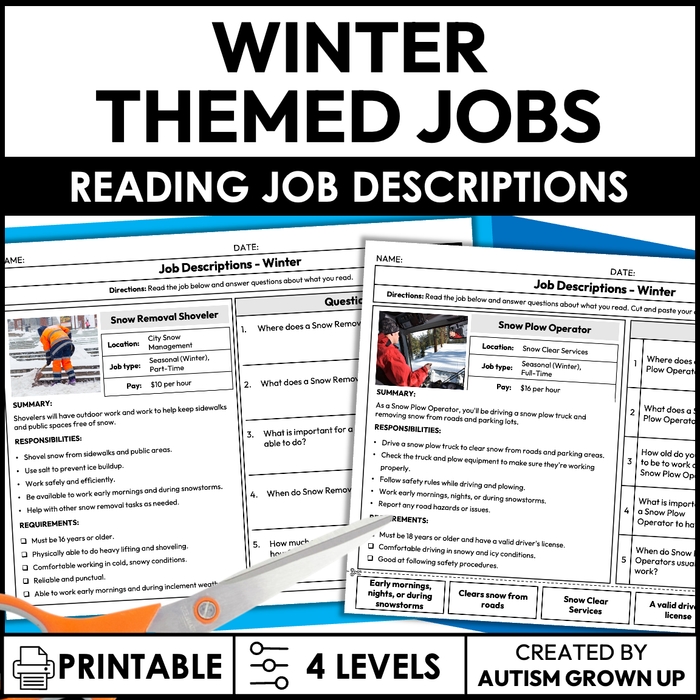 Winter Job Descriptions | Reading Job Listings | Special Education